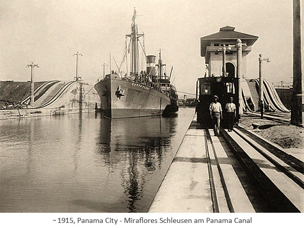 sw Foto: Miraflores Schleusen am Panama Canal ~1915, Panama City