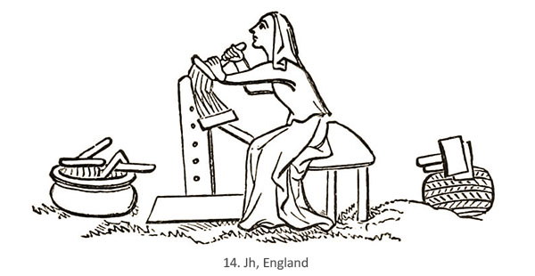 Zeichnung: Das Kämmen der Wolle - 14. Jh, GB