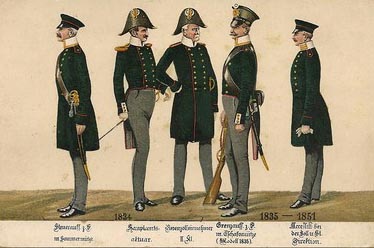 AK Litho: fünf Männer in Uniform