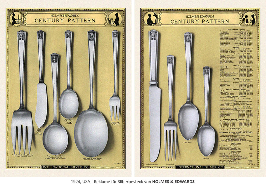 Reklame für Silberbesteck von HOLMES & EDWARDS - 1924, USA