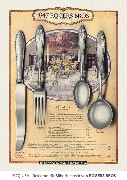 Reklame für Silberbesteck von RROGERS BROS - 1927, USA