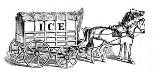 sw-illu: Pferdegespann mit Eistransport