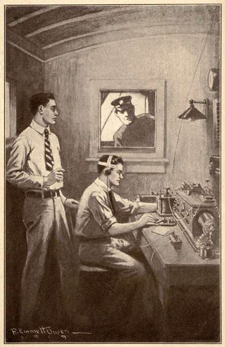 Buchillustration: zwei Männer im Funkerraum