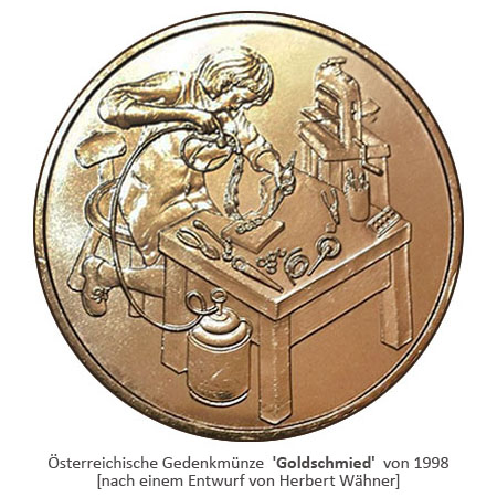goldene Münze mit arbeitendem Goldchmied - 1998, Österreich