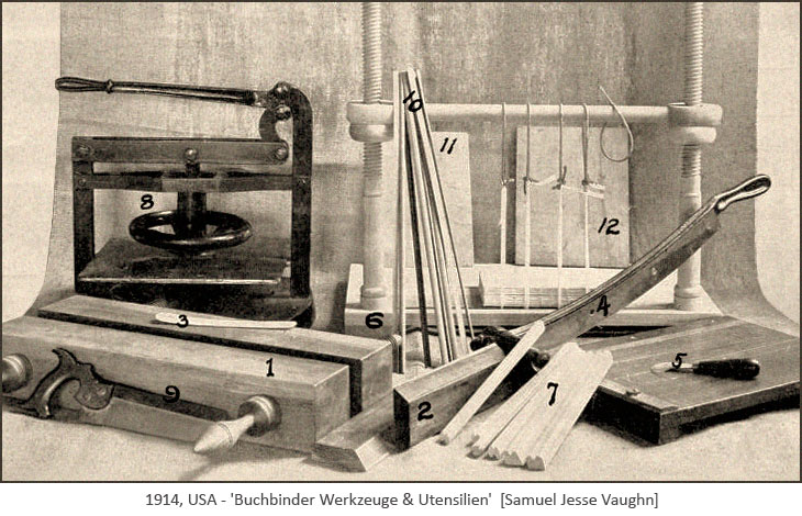 sw Foto: Buchbinderwerkzeuge & Utensilien - 1914, USA