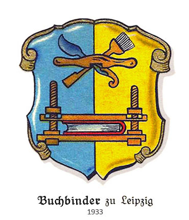 Farblitho: Wappen der Buchbinder zu Leipzig - 1933