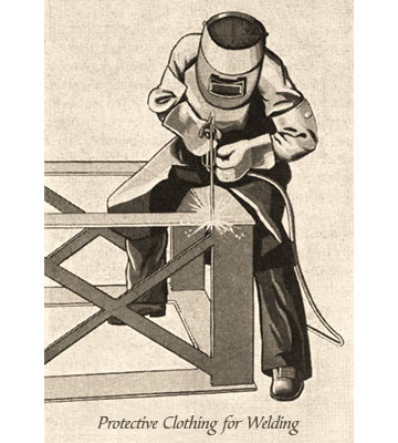 sw Litho: Mann in Schweißerschutzkleidung ~1960, GB