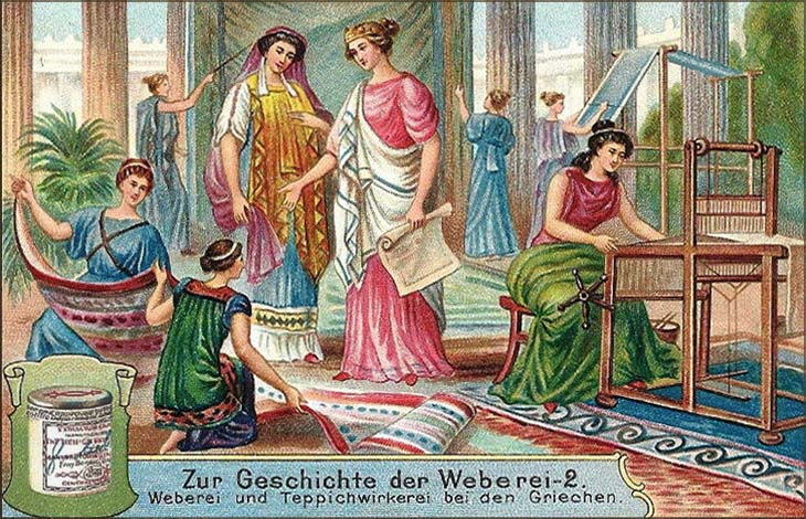 Sammelbild: griechische Teppichwirkerinnen - 1906