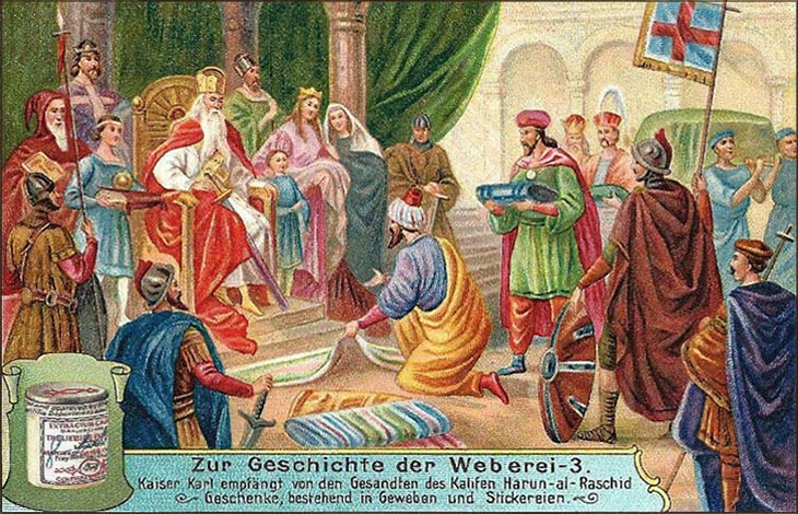 Sammelbild: Kaiser Karl erhält Seidenwaren als Geschenk - 1906