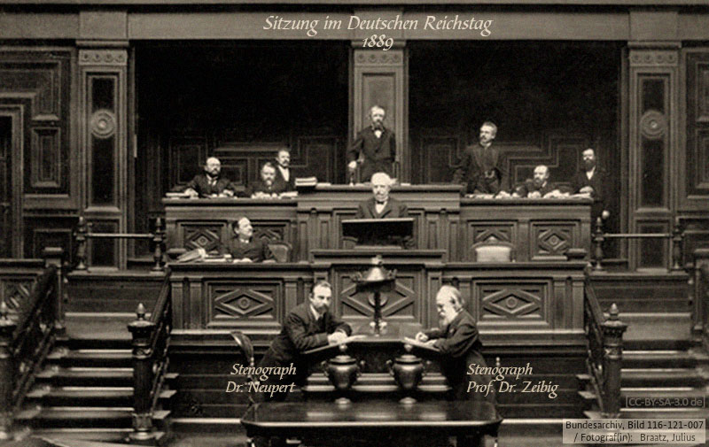 sw Foto: 2 Stenografen bei einer Sitzung im Deutschen Reichstag - 1889