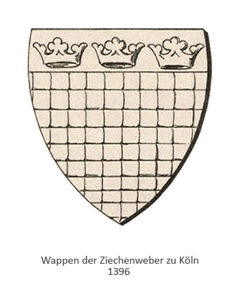 Zeichnung: Zunftwappen der Kölner Ziechenweber von 1396