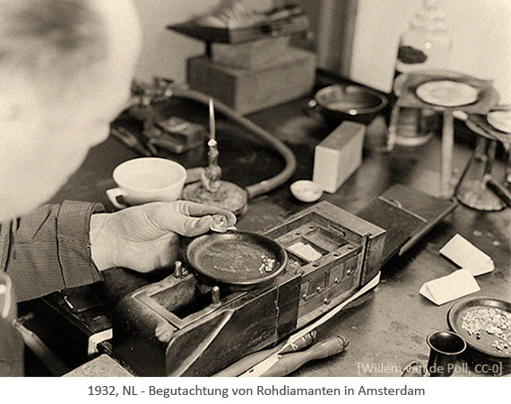 sw Foto: Begutachtung von Rohdiamanten in Amsterdam - 1932