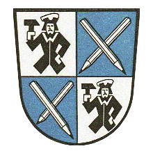 Grafik: Wappen der Stadt Stein mit gekreuzten Bleistiften