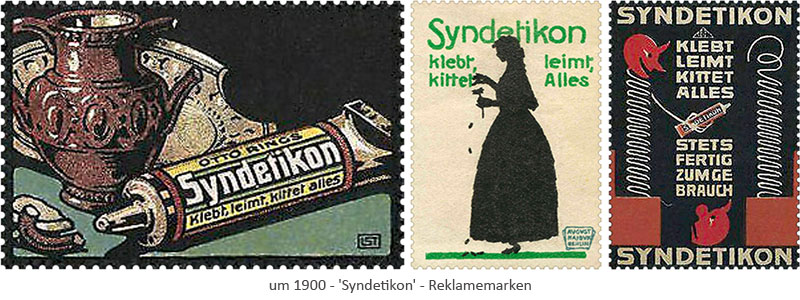 3 Reklamemarken für Syndetikon ~1900