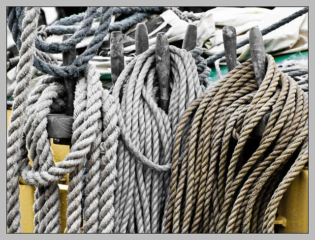 Foto: verschiedene Seile an Haken