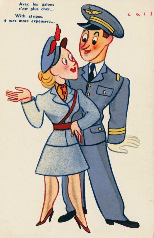 Humorkarte: Stewardess und Steward