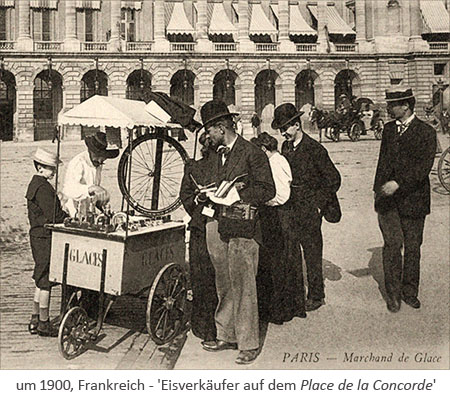 sw Fotopostkarte: Pariser Eisverkäufer auf dem Place de la Concorde ~1900, Frankreich