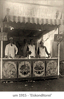 sw Foto: Verkaufsstand einer Eiskonditorei ~1915
