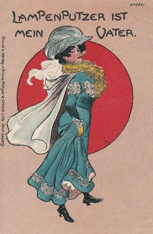 Karte vintage: fesche Lady