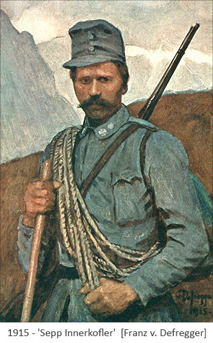 Gemälde: Dolomitenführer Sepp Innerkofler beim Militär - 1915