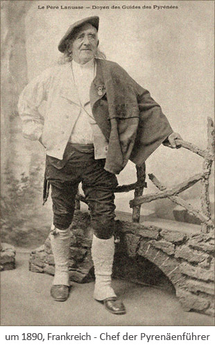 sw Foto: Chef der Pyrenäenführer Père Lanusse ~1890, Frankreich