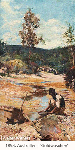 Gemälde: Goldwäscher am Bach - 1893, Australien