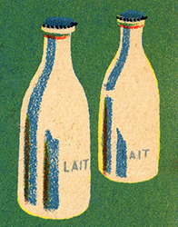 farbige Zeichnung: zwei Milchflaschen