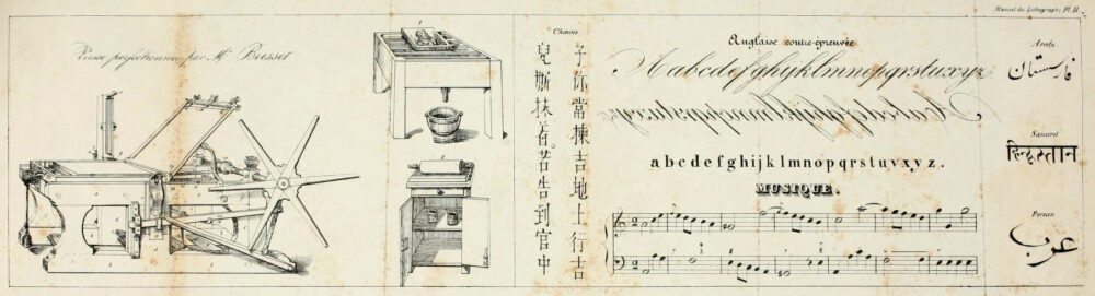 Maschine und Schrift der Lithografie
