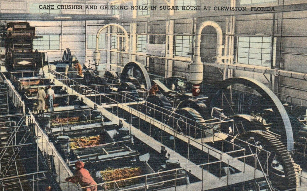 kolorierte Postkarte: in einer Zuckermühle